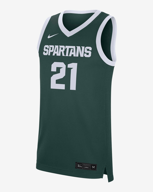 Men's Michigan State Spartans Nike Replica #21 Basketball Jersey – Green