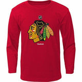 Chicago Blackhawks Youth Team Logo Dri-fit Long Sleeve Tee By Reebok-Red - Pro Jersey Sports