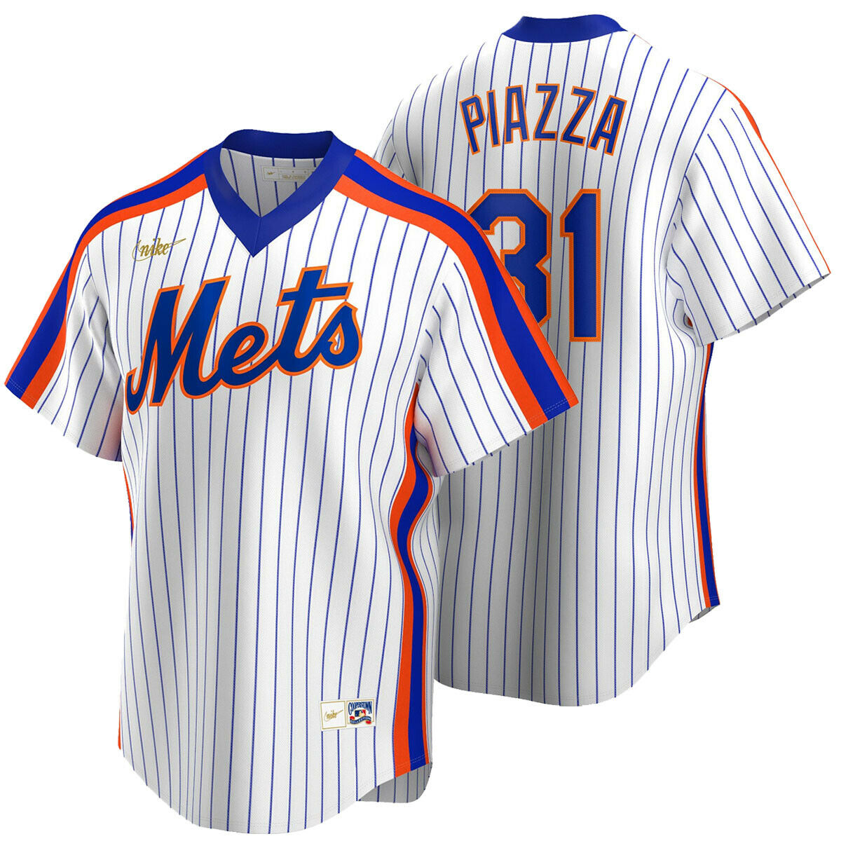 Men’s Nike Mike Piazza New York Mets Cooperstown Collection Royal Pinstripe Replica Jersey