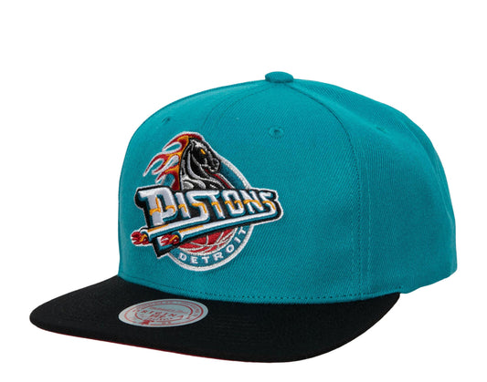 Men's Detroit Pistons Mitchell & Ness 2 Tone Teal/Black Core Basic Snapback Hat