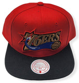 Men's Philadelphia 76ers NBA Core Basic 2 Tone Red/Black HWC Mitchell & Ness Snapback Hat - Pro Jersey Sports