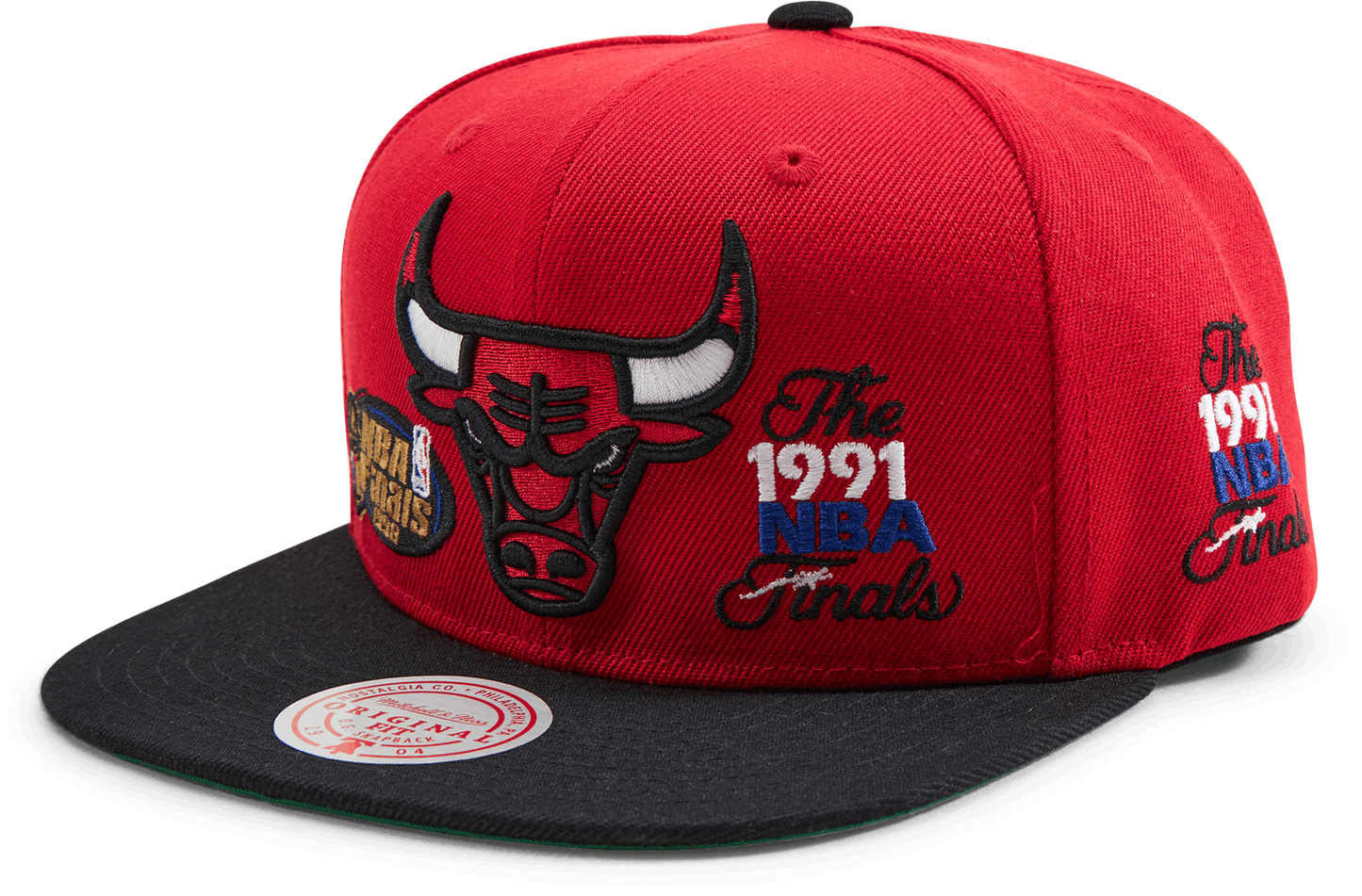 Men's Chicago Bulls NBA Patched Up 2 Tone Red/ Black Mitchell & Ness Adjustable Snapback Hat