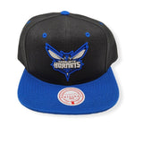 Men's Charlotte Hornets Mitchell & Ness NBA Black Royality Snapback Hat - Pro Jersey Sports