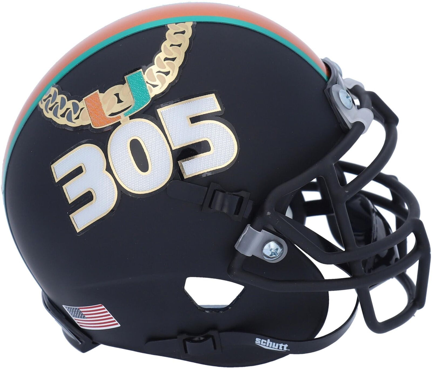 Schutt XP Authentic Miami Hurricanes 305 Turnover Chain Mini Helmet