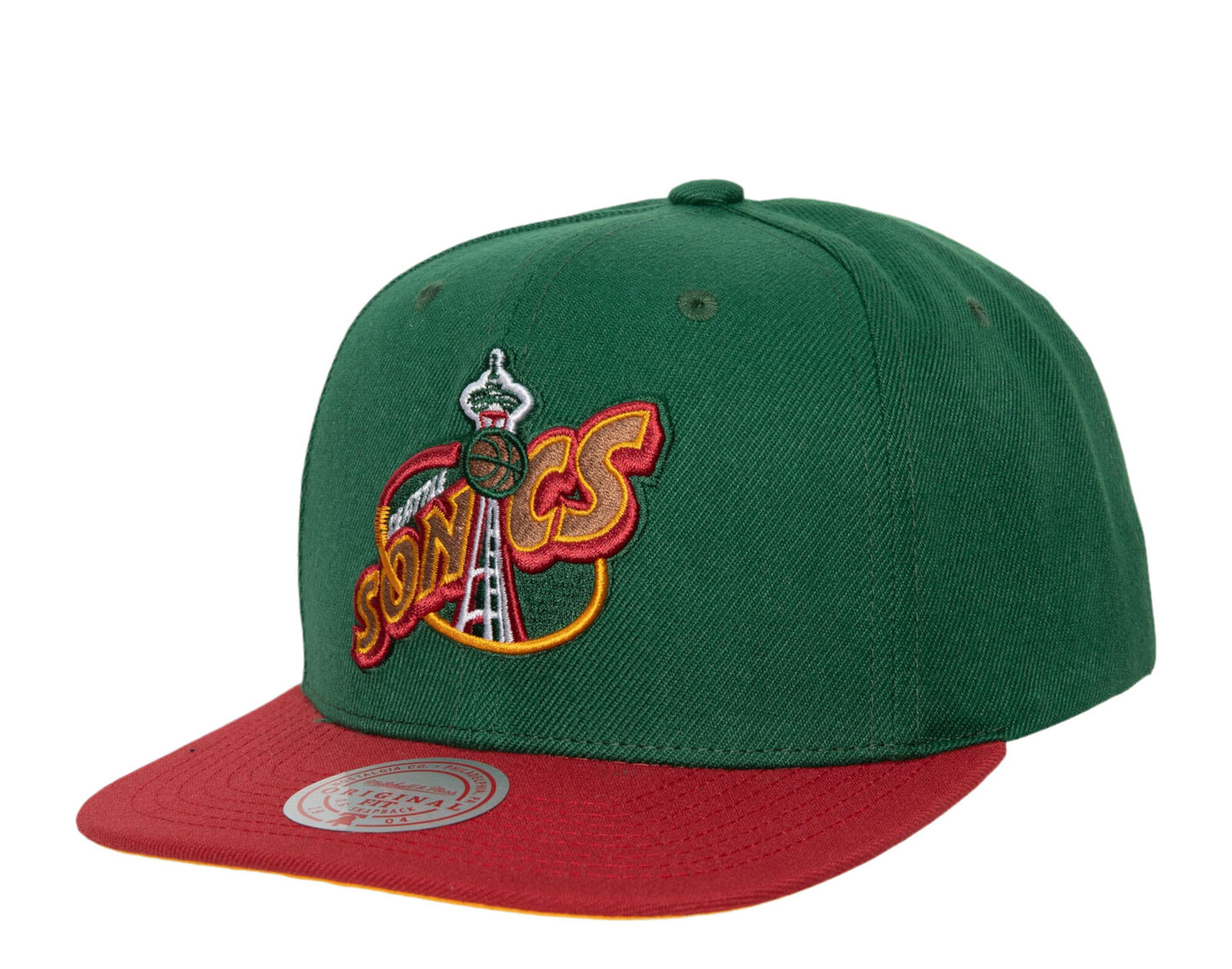 Men's Seattle Supersonics NBA Core Basic 2 Tone Green/Maroon HWC Mitchell & Ness Snapback Hat