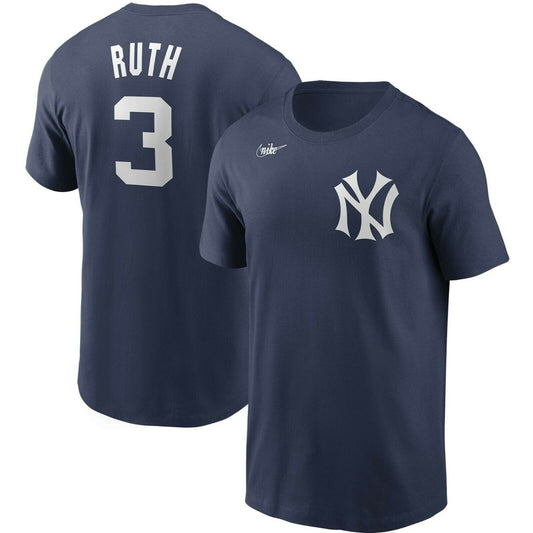 Men's New York Yankees Babe Ruth Nike Cooperstown Collection Navy Name & Number T-Shirt