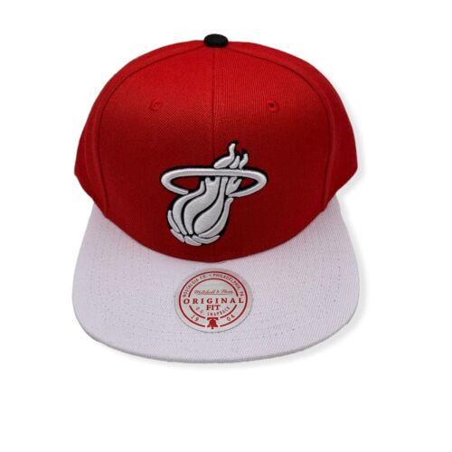 Men's Miami Heat NBA 2 Tone Cardinal Red/White Mitchell & Ness Snapback Hat