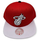 Men's Miami Heat NBA 2 Tone Cardinal Red/White Mitchell & Ness Snapback Hat - Pro Jersey Sports