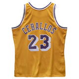 Men's Los Angeles Lakers Cedric Ceballos Mitchell & Ness Gold 1994-95 Hardwood Classics Swingman Jersey - Pro Jersey Sports