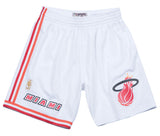 Men's Miami Heat Mitchell and Ness Hardwood Classics White 1996-97 Swingman Shorts - Pro Jersey Sports