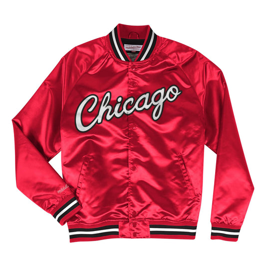 Men's Chicago Bulls Mitchell & Ness Red Satin Full-Snap Jacket