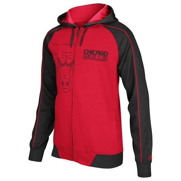 Chicago Bulls adidas Pindot Full-Zip Fleece Hooded Sweatshirt - Pro Jersey Sports