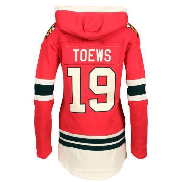 Women's Chicago Blackhawks Jonathan Toews Old Time Hockey Red Lacer Hoodie