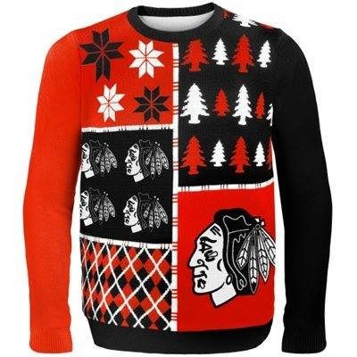 Youth Chicago Blackhawks Busy Block Ugly Sweater - Pro Jersey Sports