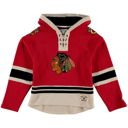 Youth Chicago Blackhawks Old Time Hockey Red Current Lacer Heavyweight Hoodie - Pro Jersey Sports