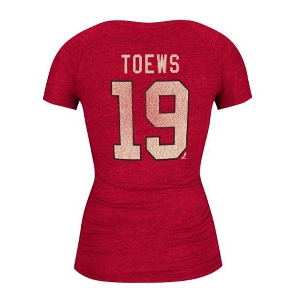 CCM Jonathan Toews Chicago Blackhawks Ladies Name & Number V-Neck T-Shirt - Red - Pro Jersey Sports - 2