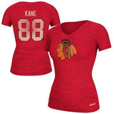 CCM Patrick Kane Chicago Blackhawks Ladies Name & Number V-Neck T-Shirt - Red - Pro Jersey Sports - 1