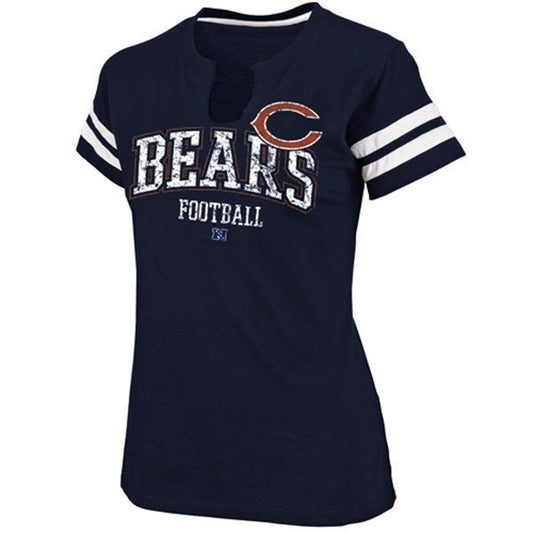 Chicago Bears Ladies Go For Two Split Neck T-Shirt - Navy Blue - Pro Jersey Sports - 1