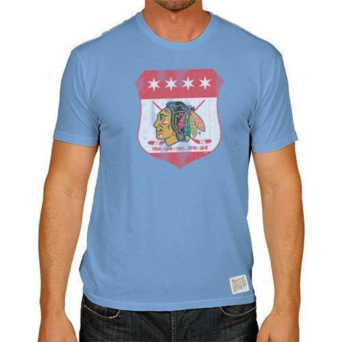 Chicago Blackhawks Chicago Flag Colors Tri-Blend Tee by Retro Brand - Pro Jersey Sports