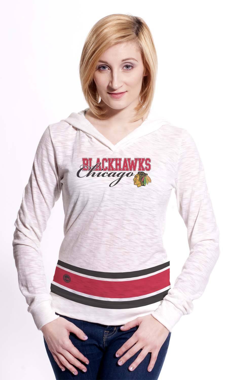 Chicago Blackhawks Women's Levelwear Outside The Lines Hooded Tee-Off White - Pro Jersey Sports