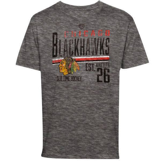 Men's Chicago Blackhawks Old Time Hockey Charcoal Combined Tri-Blend T-Shirt - Pro Jersey Sports - 1