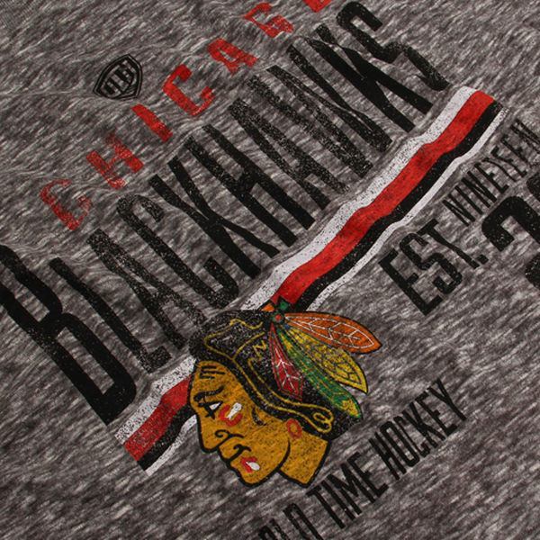Men's Chicago Blackhawks Old Time Hockey Charcoal Combined Tri-Blend T-Shirt - Pro Jersey Sports - 2