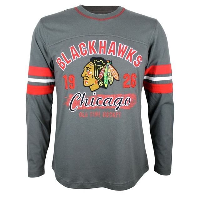 Old Time Hockey Chicago Blackhawks Yutan NHL Long Sleeve Shirt Grey - Pro Jersey Sports - 1