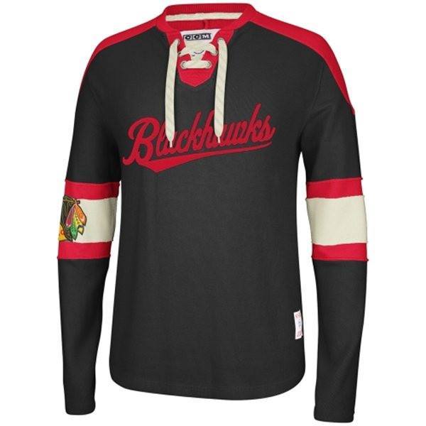 Reebok Chicago Blackhawks CCM Knit Sweatshirt - Black - Pro Jersey Sports