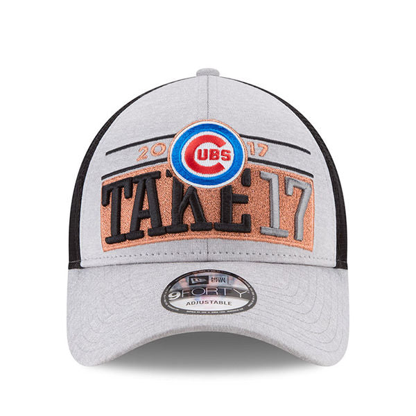 Men's Chicago Cubs New Era TAKE 17 Gray 2017 Division Series Winner Locker Room 9FORTY Adjustable Hat