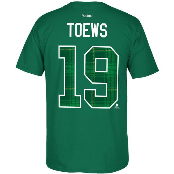 Men's Chicago Blackhawks Jonathan Toews Tartan Green St. Patricks's Name & Number T-Shirt