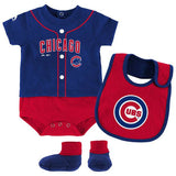 Infant Chicago Cubs Majestic Royal Tiny Player Bib, Boodie & Bodysuit Set - Pro Jersey Sports