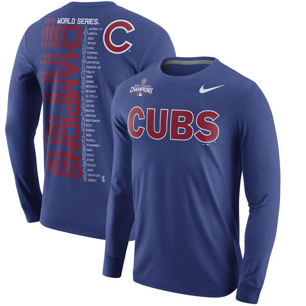 Chicago Cubs Nike 2016 World Series Champions Celebration Roster Long Sleeve T-Shirt - Royal - Pro Jersey Sports - 1