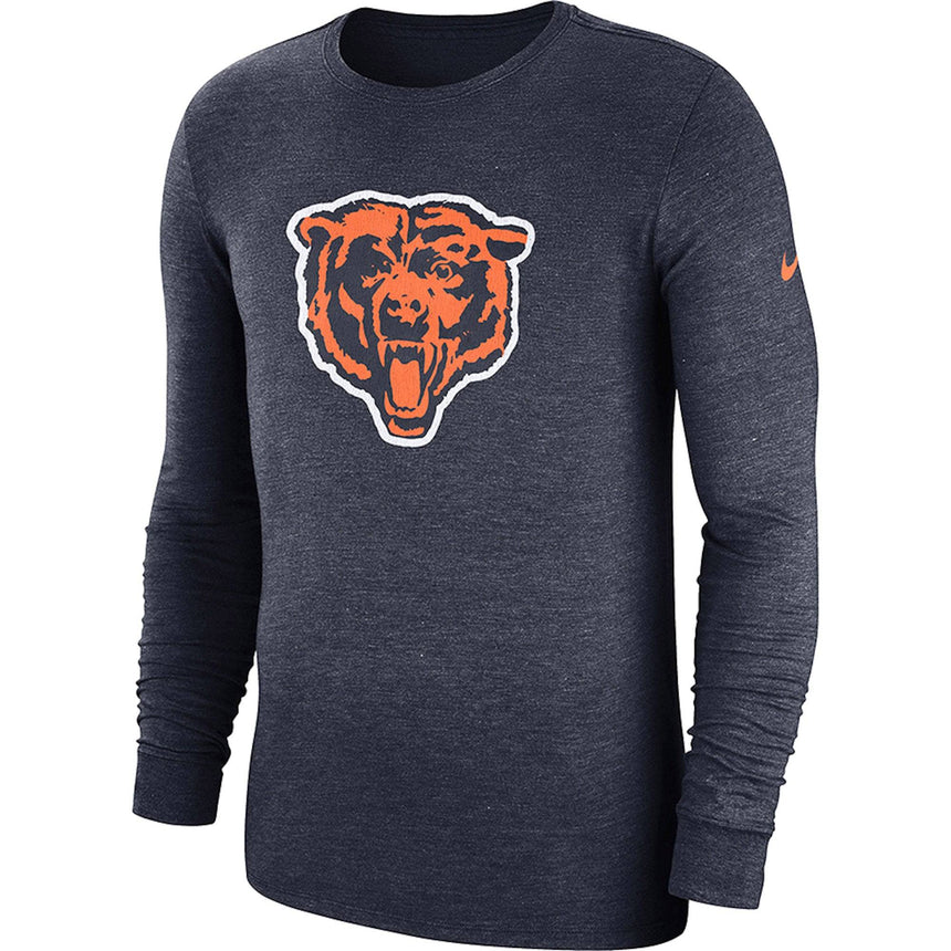 Men's Chicago Bears Nike Navy Fan Gear Crackle Historic Tri-Blend Long Sleeve T-Shirt - Pro Jersey Sports