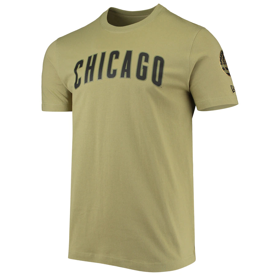 Men's Chicago Cubs Armed Forces Olive New Era Tee - Pro Jersey Sports
