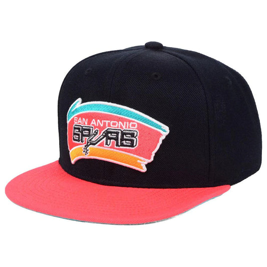 Men's San Antonio Spurs NBA Basic Core 2 Tone Black/Pink HWC Mitchell & Ness Snapback Hat
