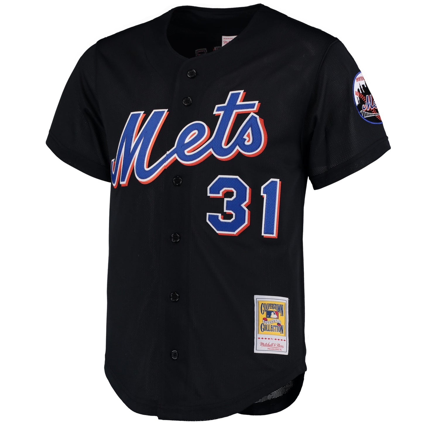 Men's New York Mets Mike Piazza Mitchell & Ness Black Cooperstown Collection Mesh Batting Practice Jersey
