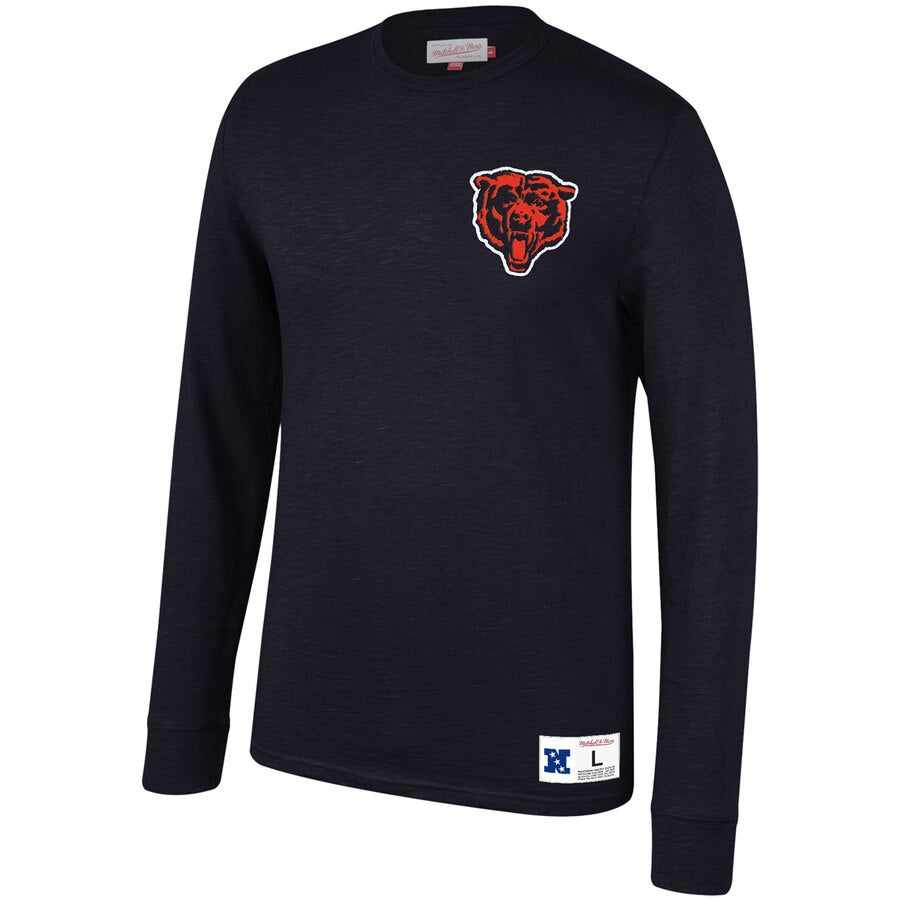 Chicago Bears Mitchell & Ness Slub Knit Long Sleeve T-Shirt - Navy