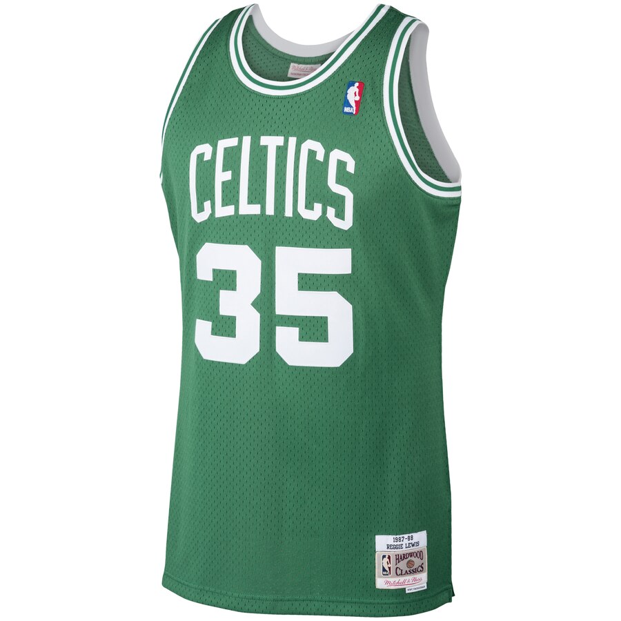Men's Boston Celtics Reggie Lewis Mitchell & Ness Kelly Green 1987-88 Hardwood Classics Swingman Jersey