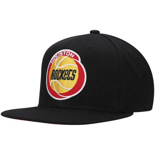 Men's Houston Rockets Basic Core Black Mitchell & Ness Snapback Hat