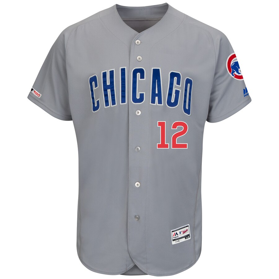 Men's MLB Chicago Cubs Kyle Schwarber Majestic Gray Road Authentic Collection Flex Base Player Jersey