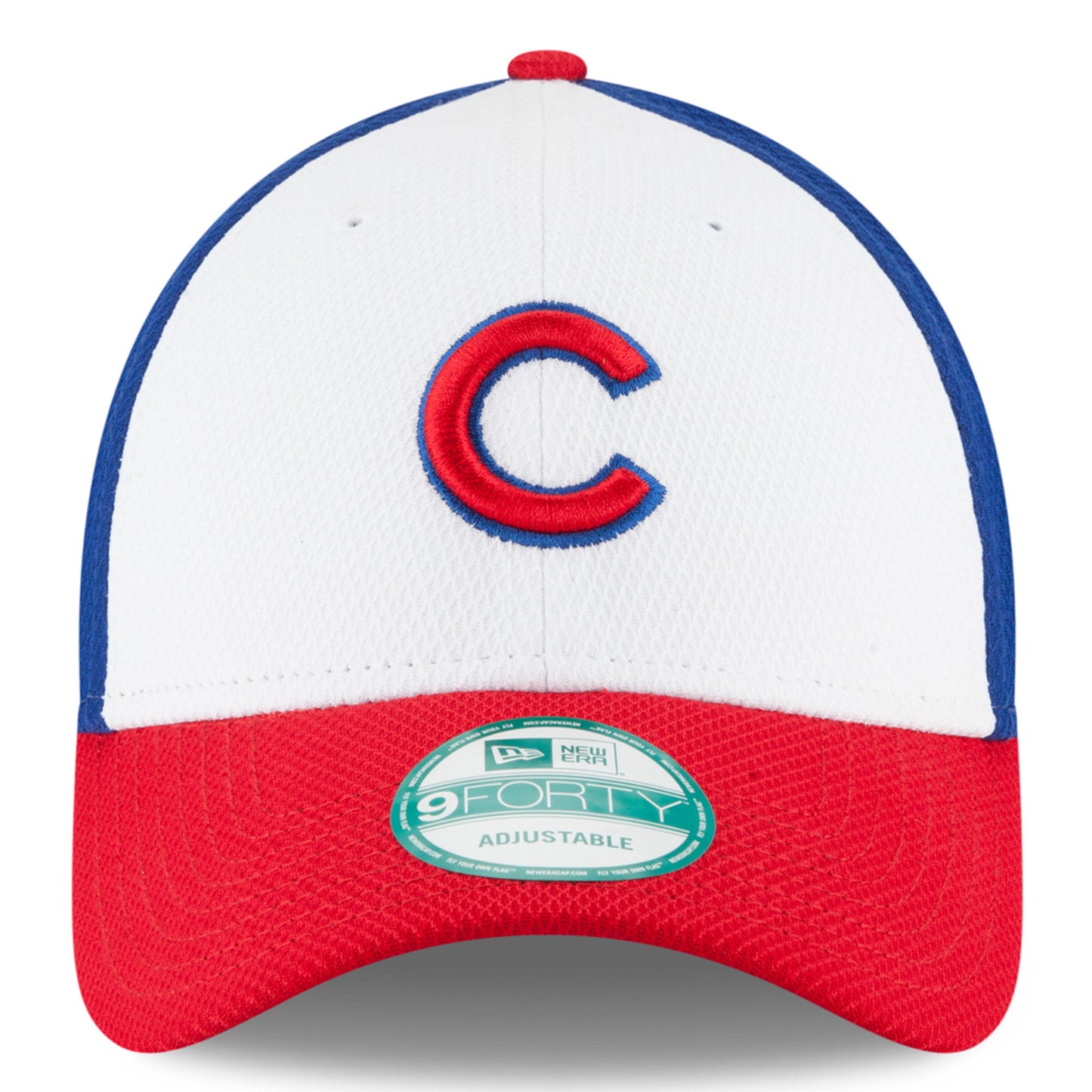 Men's Chicago Cubs New Era White/Red Perforated Block 9FORTY Adjustable Hat