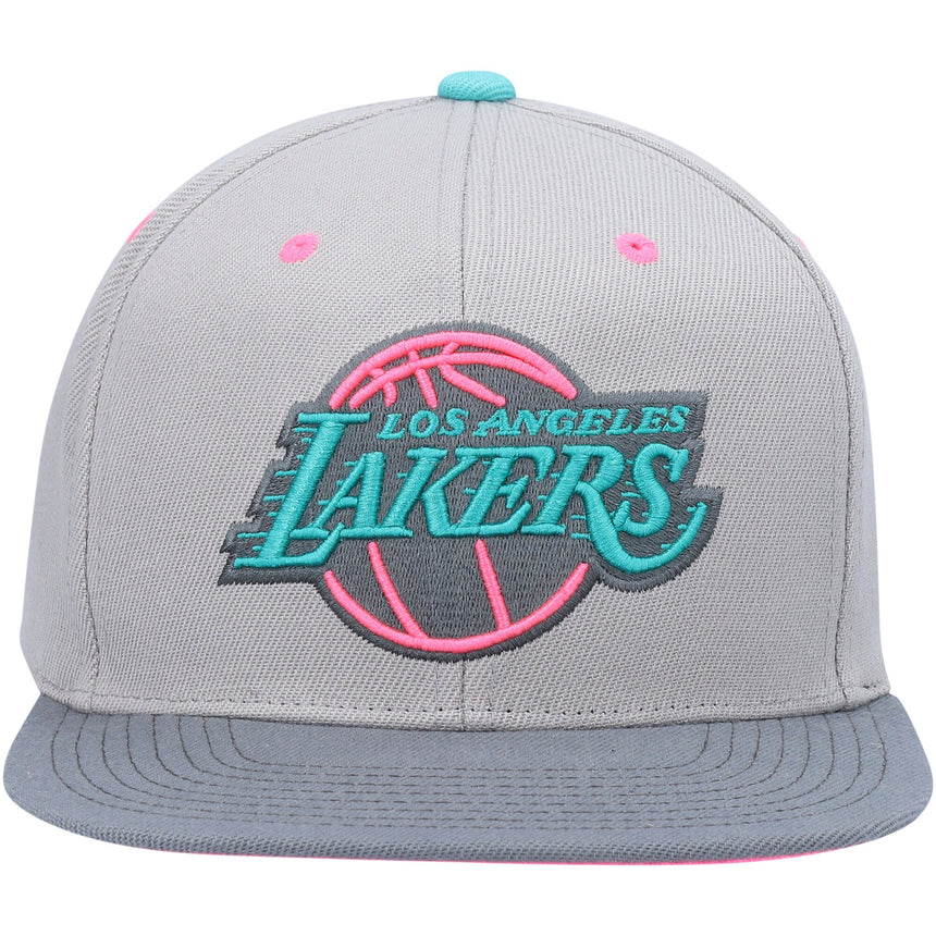 Men's Los Angeles Lakers Mitchell & Ness Gray Wolf Mags Snapback Hat - Pro Jersey Sports