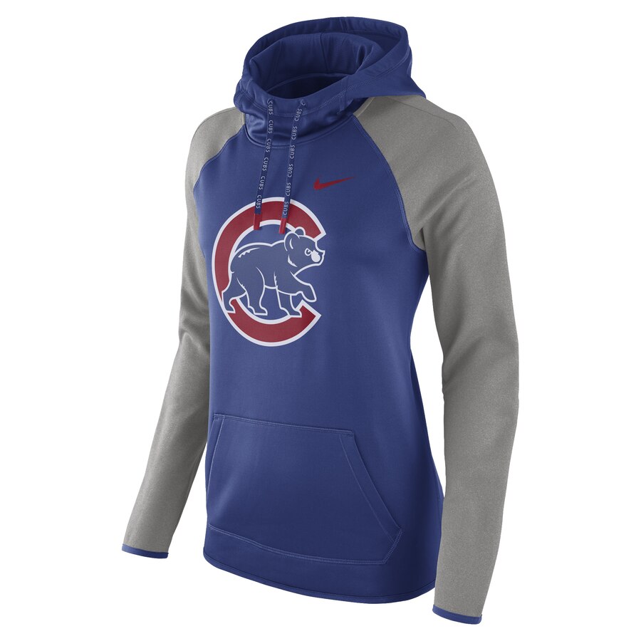 Women's MLB Chicago Cubs Nike Royal/Heathered Gray Performance Pullover Hoodie