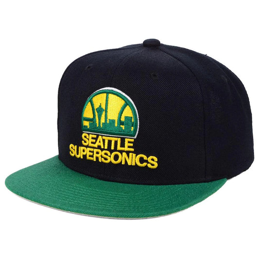 Men's Seattle Supersonics NBA Core Basic 2 Tone Black/Green HWC Mitchell & Ness Snapback Hat