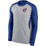 Men's Chicago Cubs Nike Royal/Gray Authentic Collection Game Performance Long Sleeve Dri-Fit Tee - Pro Jersey Sports
