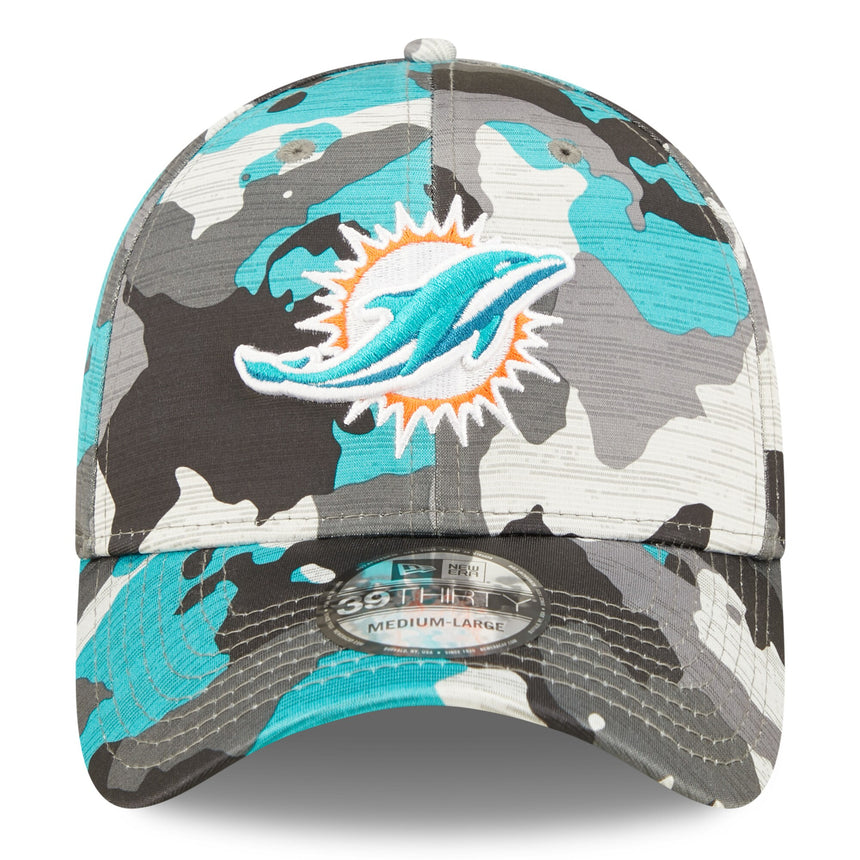 Men's Miami Dolphins New Era Camo 2022 NFL Training Camp Official 39THIRTY Flex Hat - Pro Jersey Sports