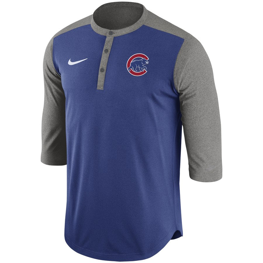 Chicago Cubs Men’s Royal Nike Dri Fit Henley 3/4 Sleeve T-Shirt