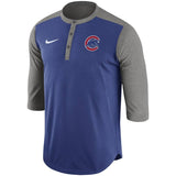 Chicago Cubs Men’s Royal Nike Dri Fit Henley 3/4 Sleeve T-Shirt - Pro Jersey Sports
