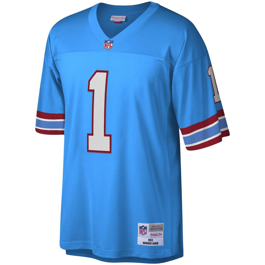 Men's Houston Oilers Warren Moon Mitchell & Ness Light Blue Legacy Replica Jersey - Pro Jersey Sports