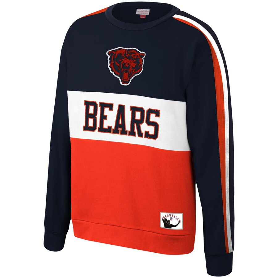 Men's Chicago Bears Mitchell & Ness Navy Leading Scorer Fleece Crew Sweatshirt
